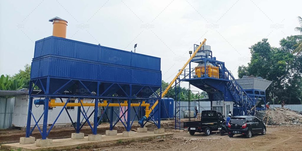 AJY60 portable concrete batching plant in Bekasi, Indonesia